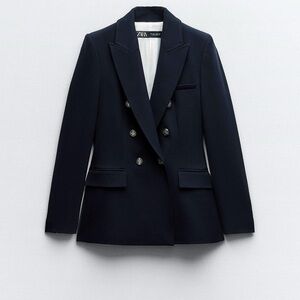 Zara Navy Double Breast Tailored Blazer NWT size XL